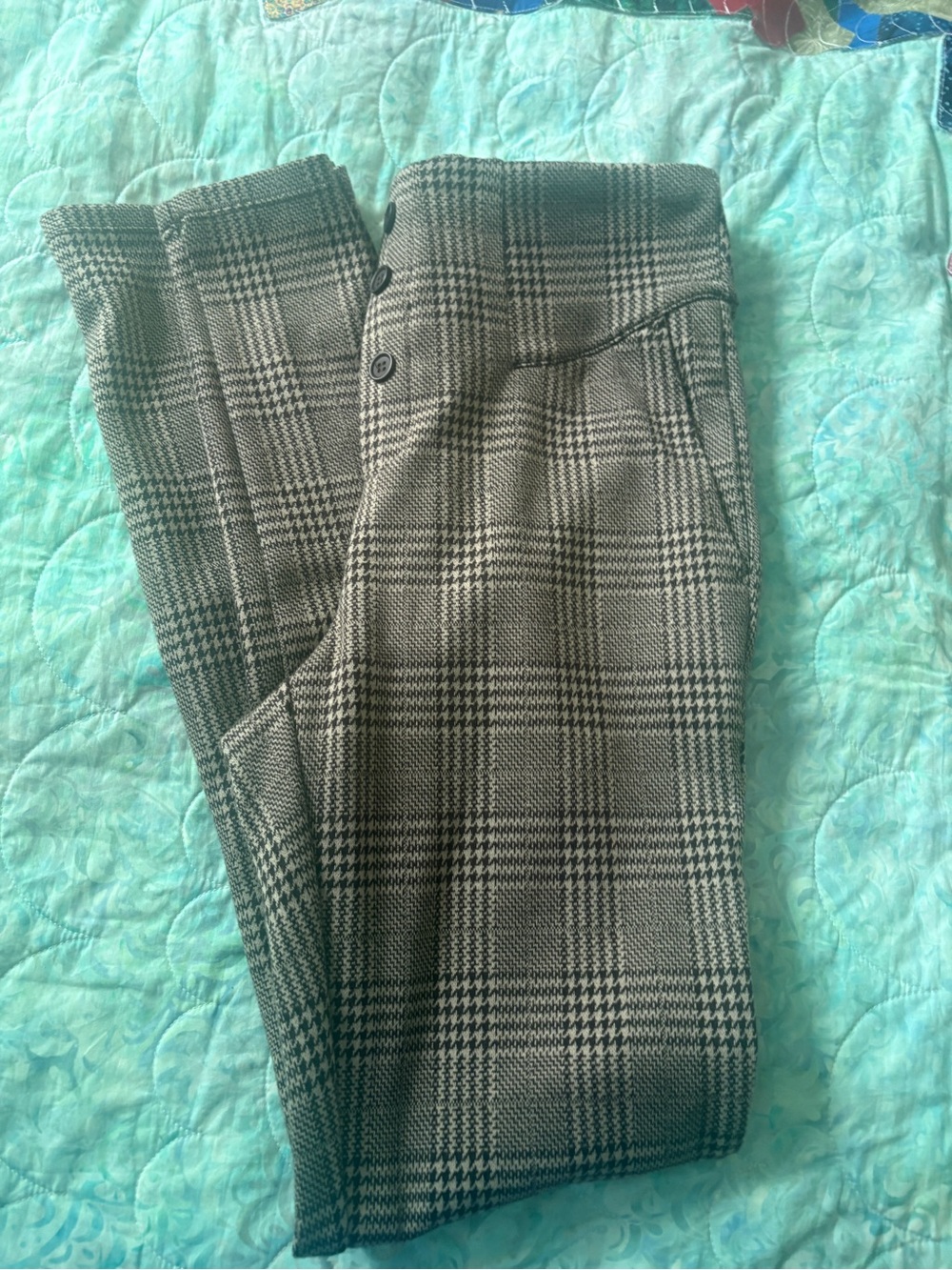 Halara Plaid High-Waist Trousers - Black & Gray